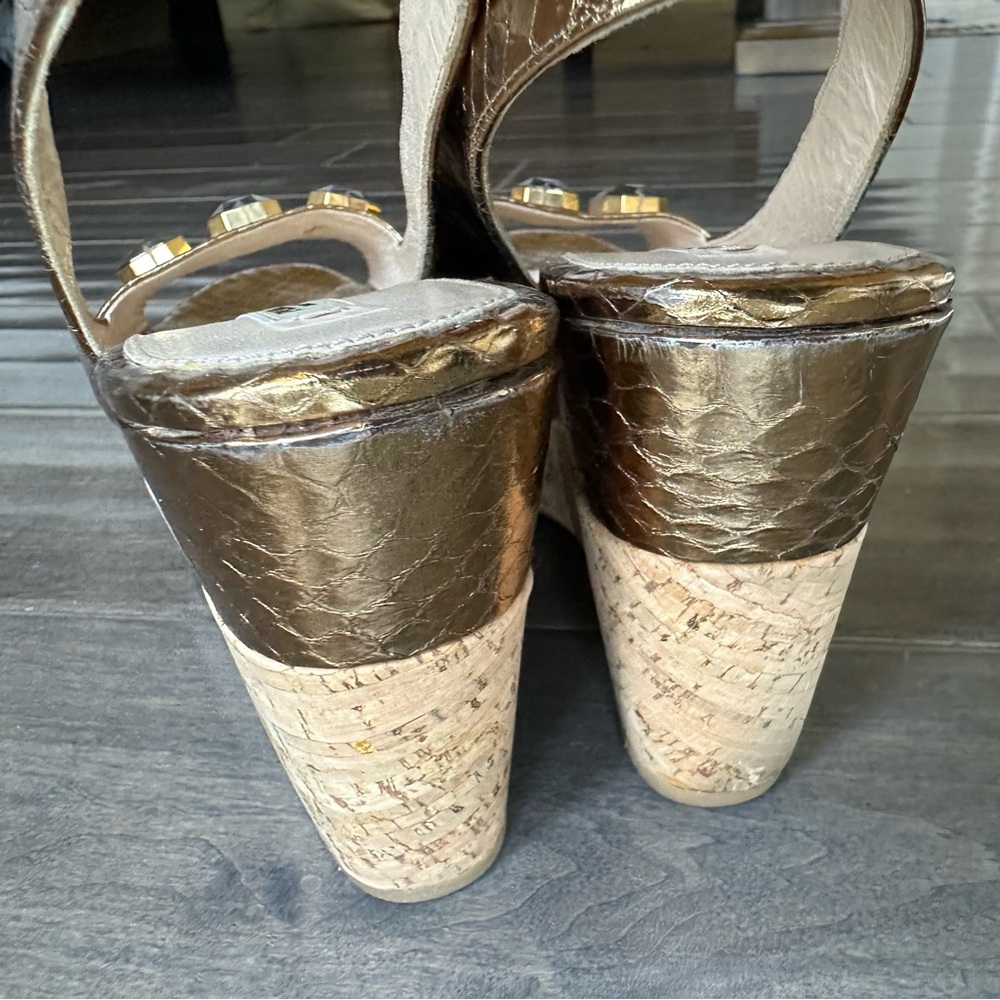 PRADA Gold Wedge Slingback Sandals🌸 - Picture 5 of 16
